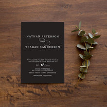 Classic black and white wedding invitation white ink printing