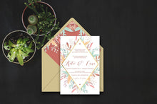 watercolour leaves wedding invitation