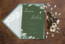 Hand drawn leaf wedding invitation