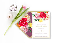 water colour floral wedding invitation