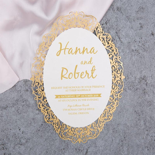 mirror foil wedding invitation
