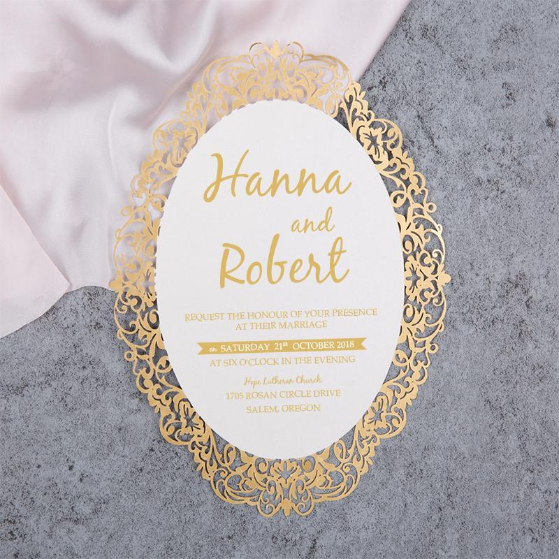 mirror foil wedding invitation