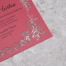 flat laser cut invitation with rose border