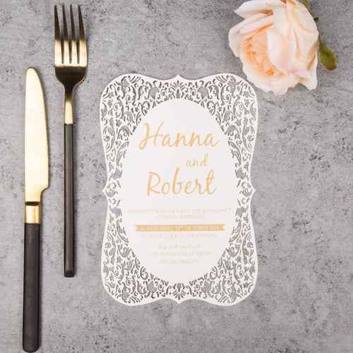 flat laser cut invitation with fancy border