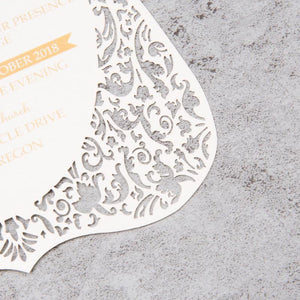 flat laser cut invitation with fancy border
