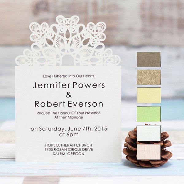 flat laser cut invitation with snowflake design