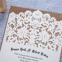 flat laser cut invitation with bohemian floral design