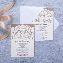 flat laser cut invitation with bohemian floral design