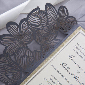 laser cut pocket invitation witrh flower design