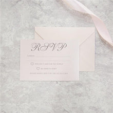 blush and grey laser cut wedding invitation with ribbon - DIY Set