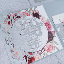 classic silver laser cut wedding invitation