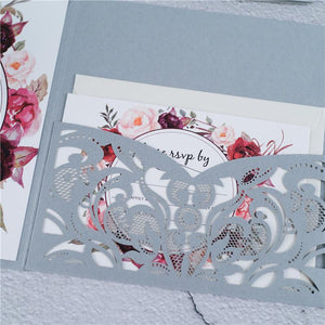 classic silver laser cut wedding invitation