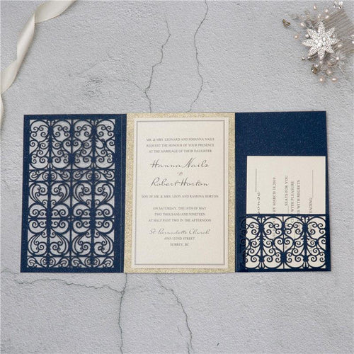 luxurious laser cut gate wedding invitation