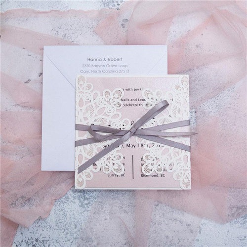 snowflake gate fold white laser cut invitation
