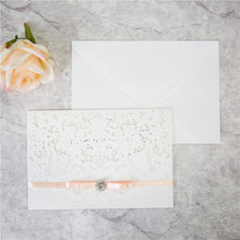 laced pocket laser cut wedding invitation DIY set