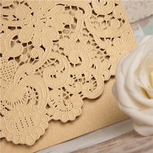 lace laser cut pocket wedding invitation