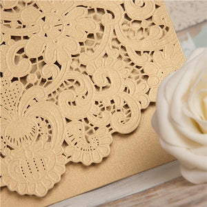 lace laser cut pocket wedding invitation