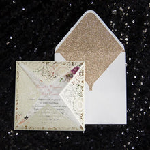 cream and ivory laser cut wedding invitation with floral design DIY Set