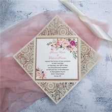 champagne gold laser cut wedding invitation