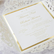 cream and gold laser cut wedding invitation with floral design DIY Set