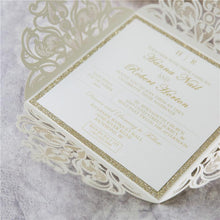 laser cut wedding invitation with glitter belly band DIY Set