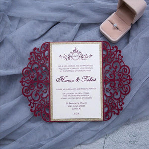 laser cut gate fold wedding invitation