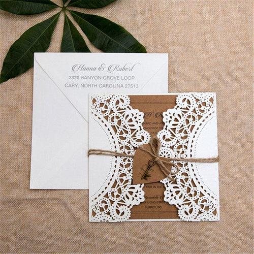 doily laser cut wedding invitation