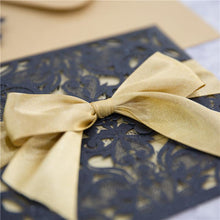 black and gold gatsby laser cut invitation with gold ribbon DIY Set