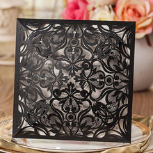 black lace laser cut pocket wedding invitation