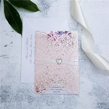 boho bohemian look laser cut wedding invitation