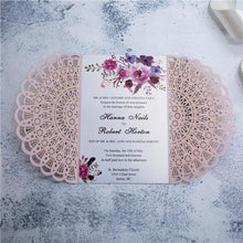 boho bohemian look laser cut wedding invitation