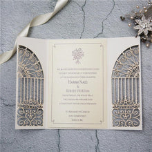 silver glitter gates laser cut invitation