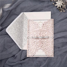 blush roses laser cut wedding invitation