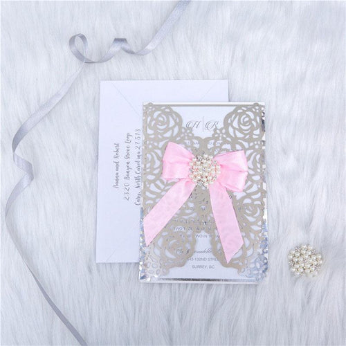 mirror foil gate fold wedding invitation