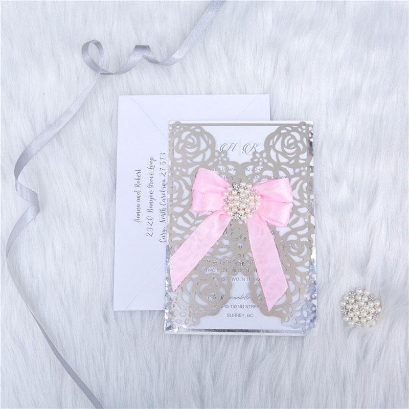 mirror foil gate fold wedding invitation