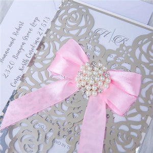 mirror foil gate fold wedding invitation