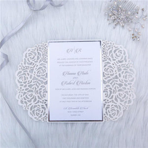 mirror foil gate fold wedding invitation
