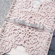 blush roses laser cut wedding invitation