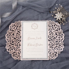 blush roses laser cut wedding invitation