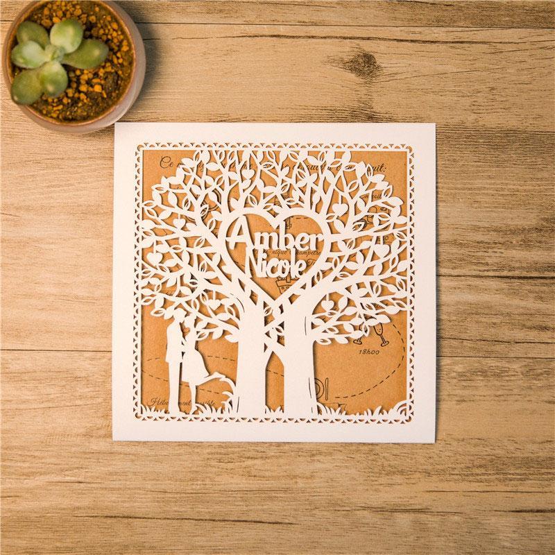 personalised tree laser cut invitation