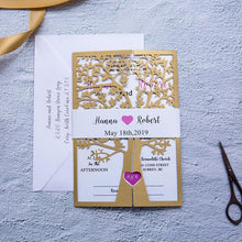 laser cut tree wedding invitation