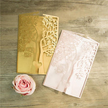 laser cut tree wedding invitation