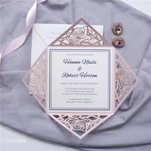 blush roses laser cut wedding invitation