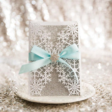 frozen theme silver glitter winter snowflake invitation