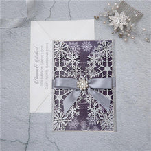 frozen theme silver glitter winter snowflake invitation