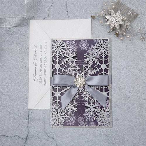 frozen theme silver glitter winter snowflake invitation