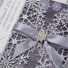 frozen theme silver glitter winter snowflake invitation