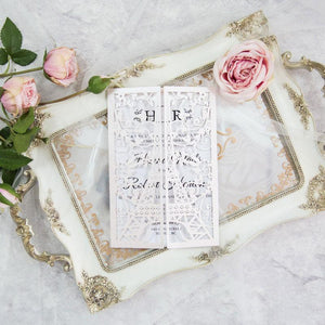 paris eiffel tower white laser cut invitation