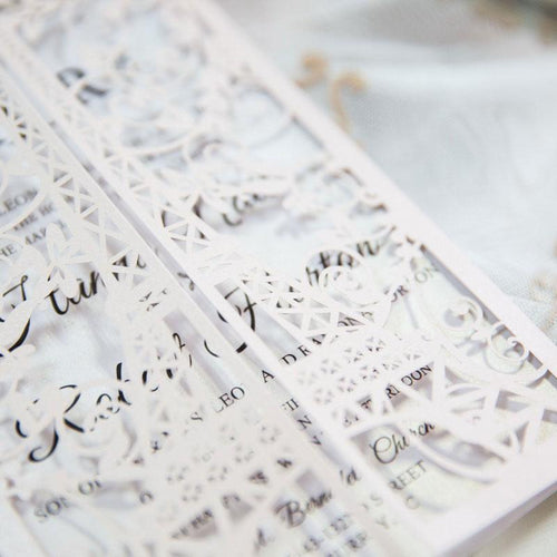 paris eiffel tower white laser cut invitation