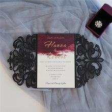 black lace laser cut wedding invitation